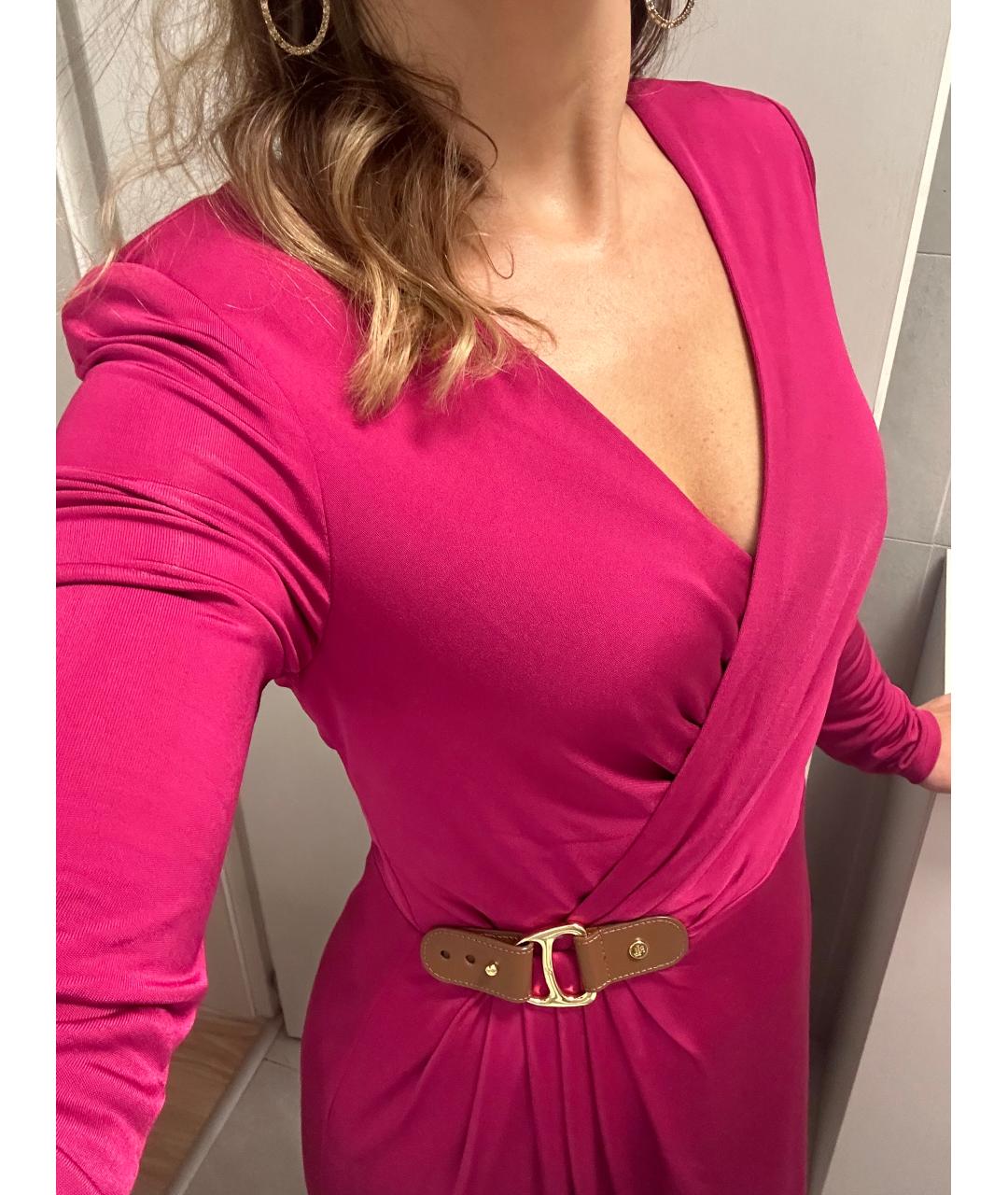 RALPH LAUREN Розовое вискозное коктейльное платье, фото 4