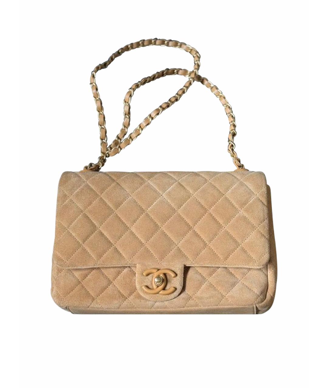 CHANEL Бежевая замшевая сумка через плечо, фото 1