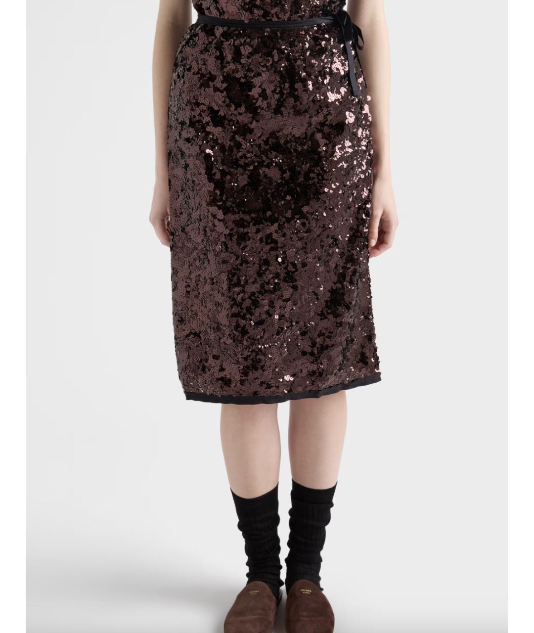 PRADA Фиолетовая полиэстеровая юбка миди, фото 3