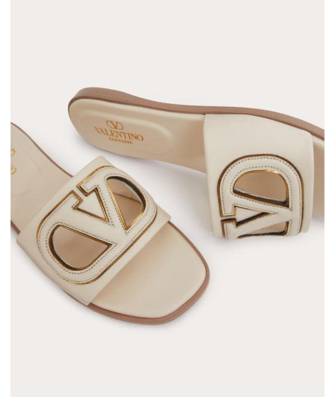 VALENTINO Белые кожаные шлепанцы, фото 2