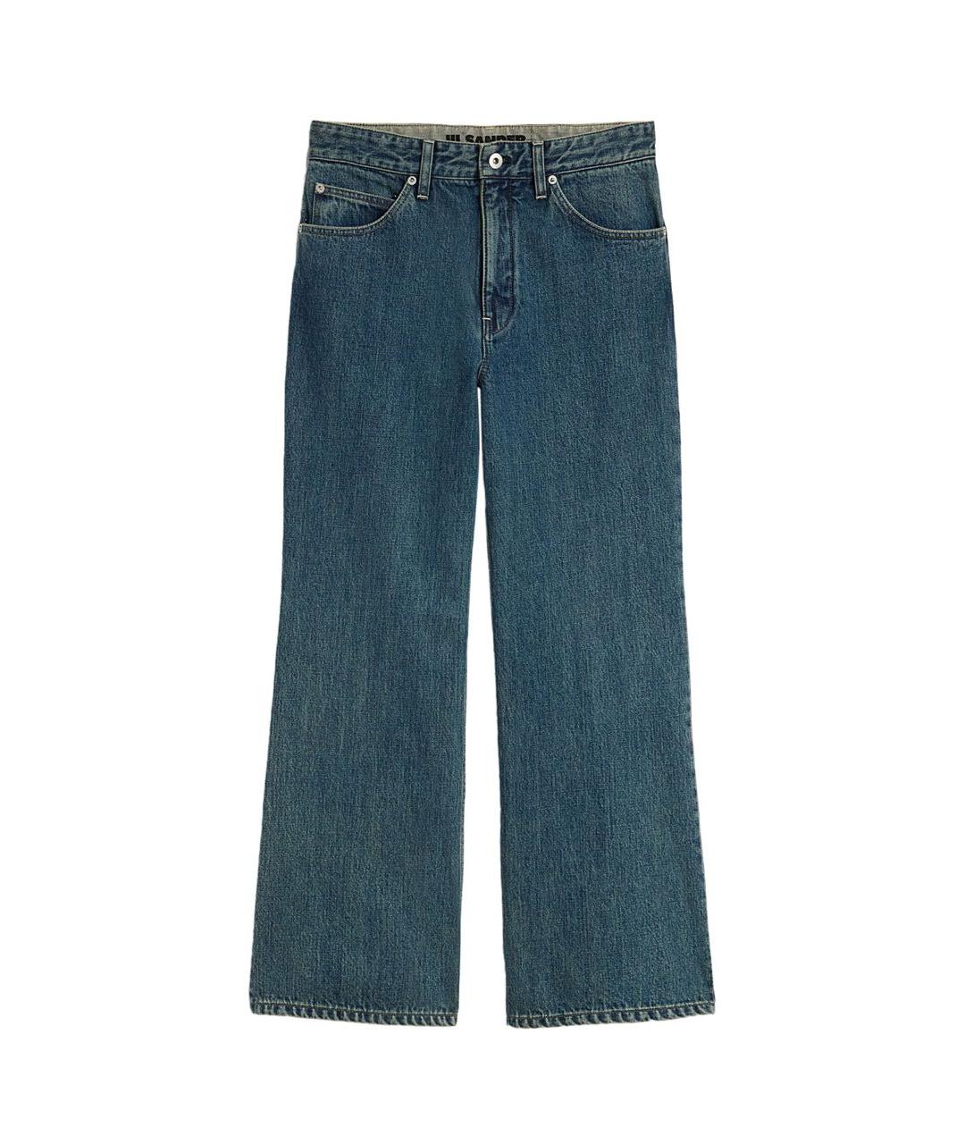 JIL SANDER Синие хлопковые прямые джинсы, фото 1