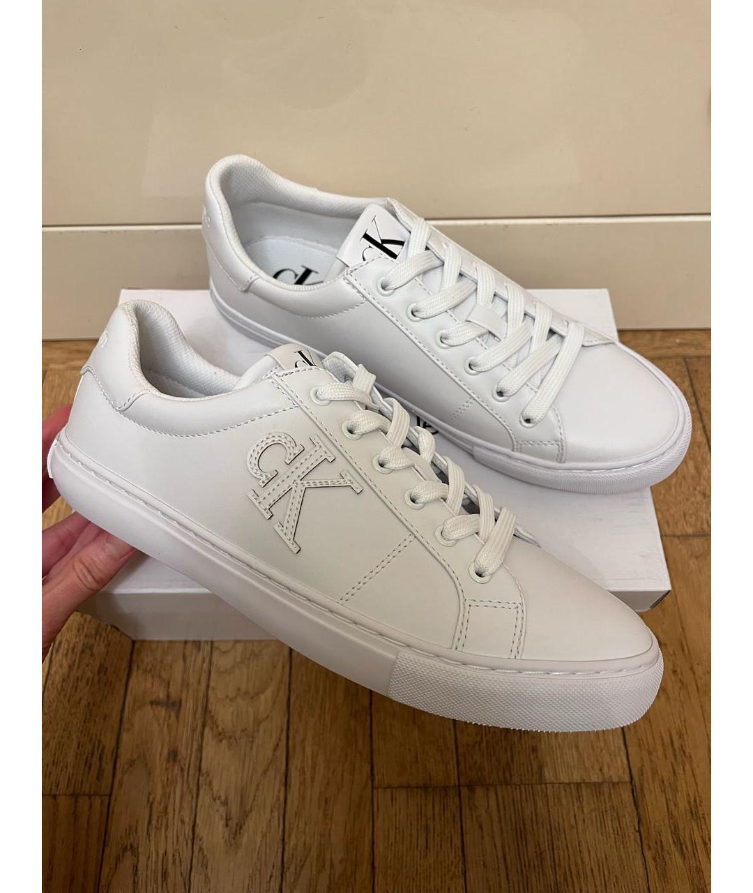 CALVIN KLEIN Белые низкие кроссовки / кеды из искусственной кожи, фото 3