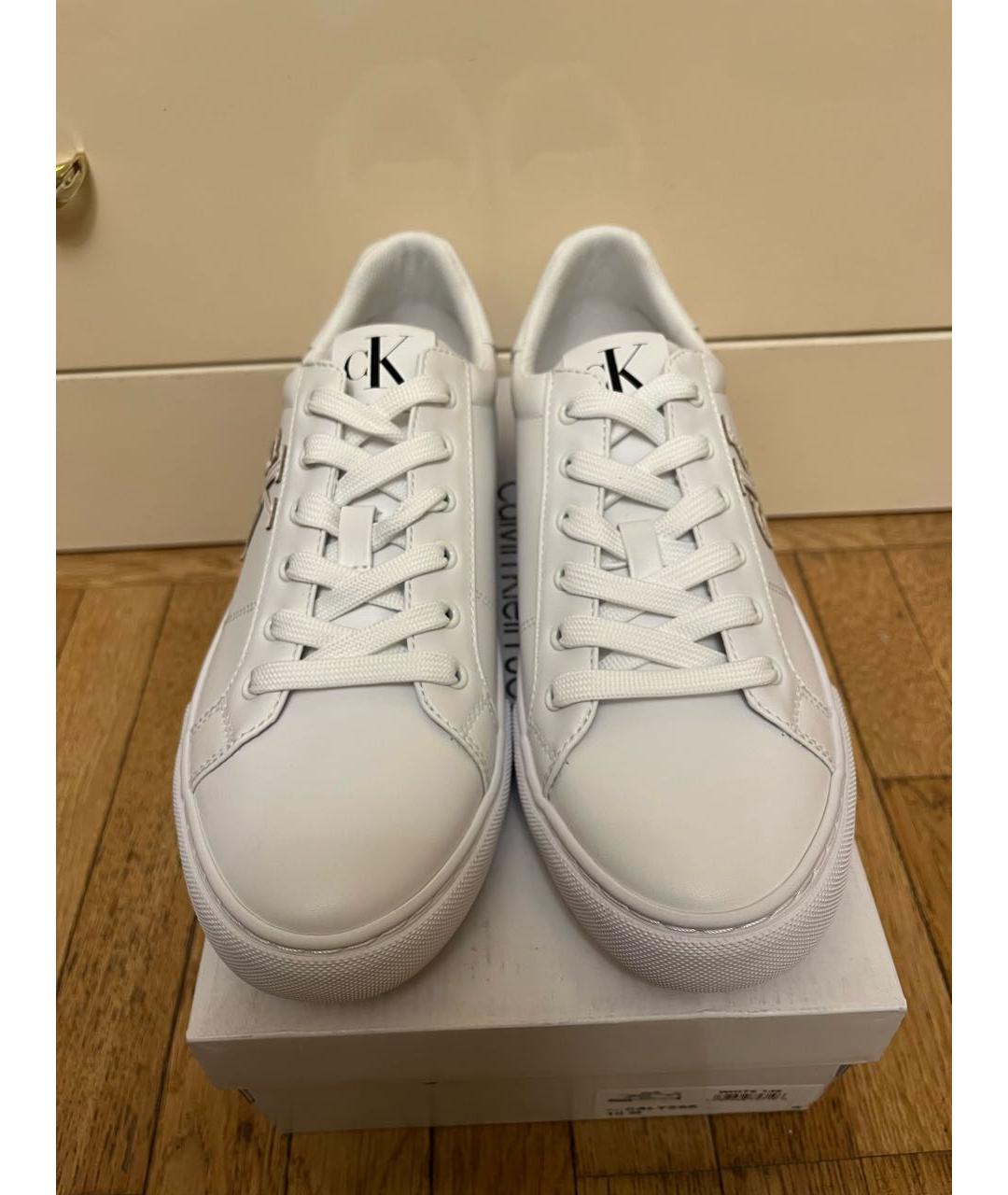 CALVIN KLEIN Белые низкие кроссовки / кеды из искусственной кожи, фото 2