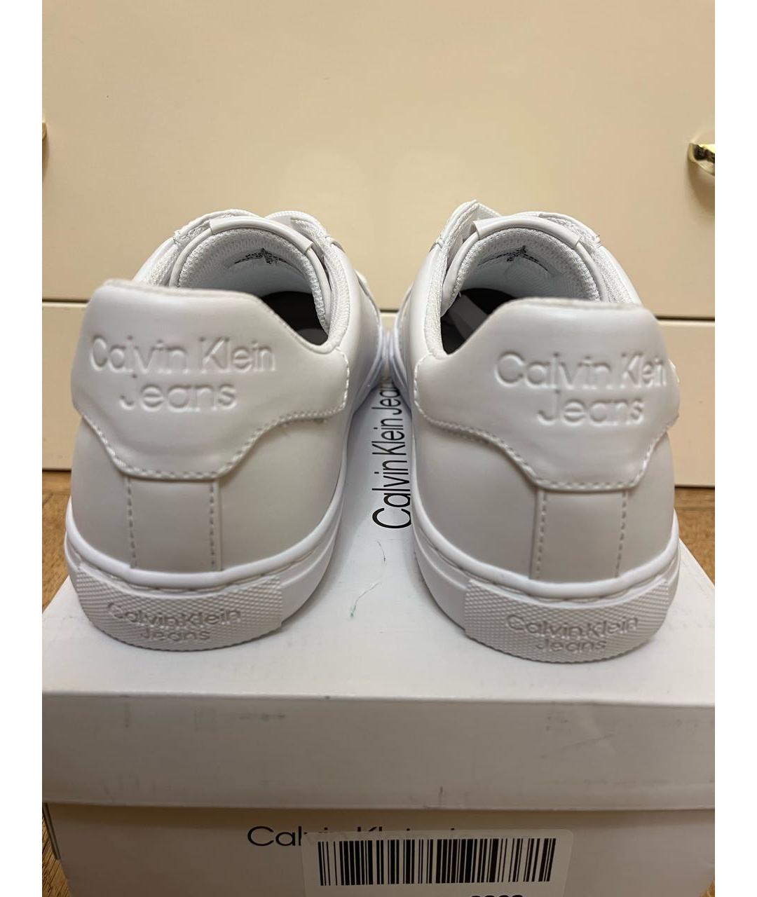 CALVIN KLEIN Белые низкие кроссовки / кеды из искусственной кожи, фото 4