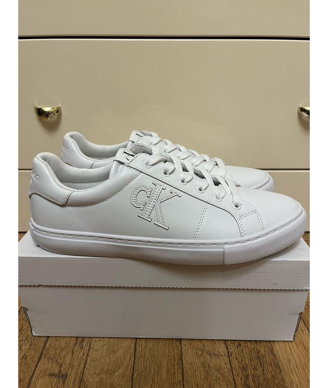 CALVIN KLEIN Белые низкие кроссовки / кеды из искусственной кожи, фото 9