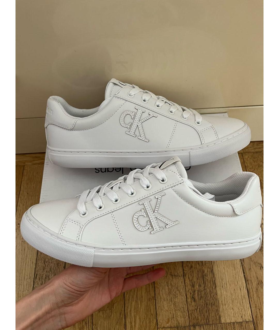 CALVIN KLEIN Белые низкие кроссовки / кеды из искусственной кожи, фото 8