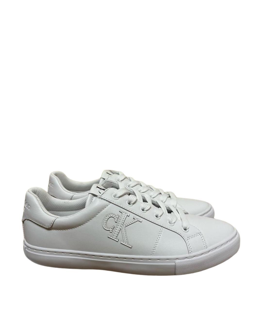 CALVIN KLEIN Белые низкие кроссовки / кеды из искусственной кожи, фото 1