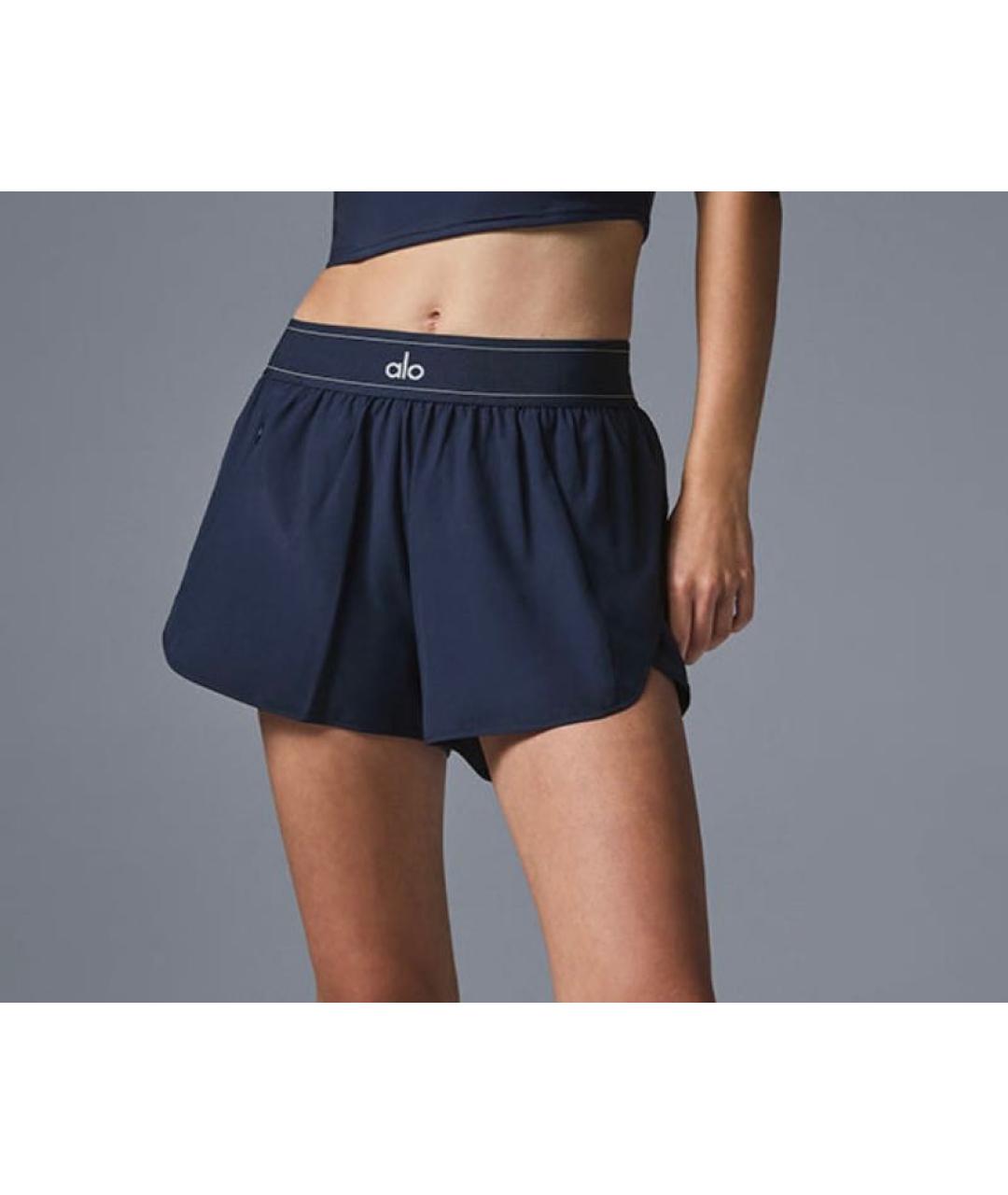ALO YOGA Темно-синие полиэстеровые шорты, фото 2