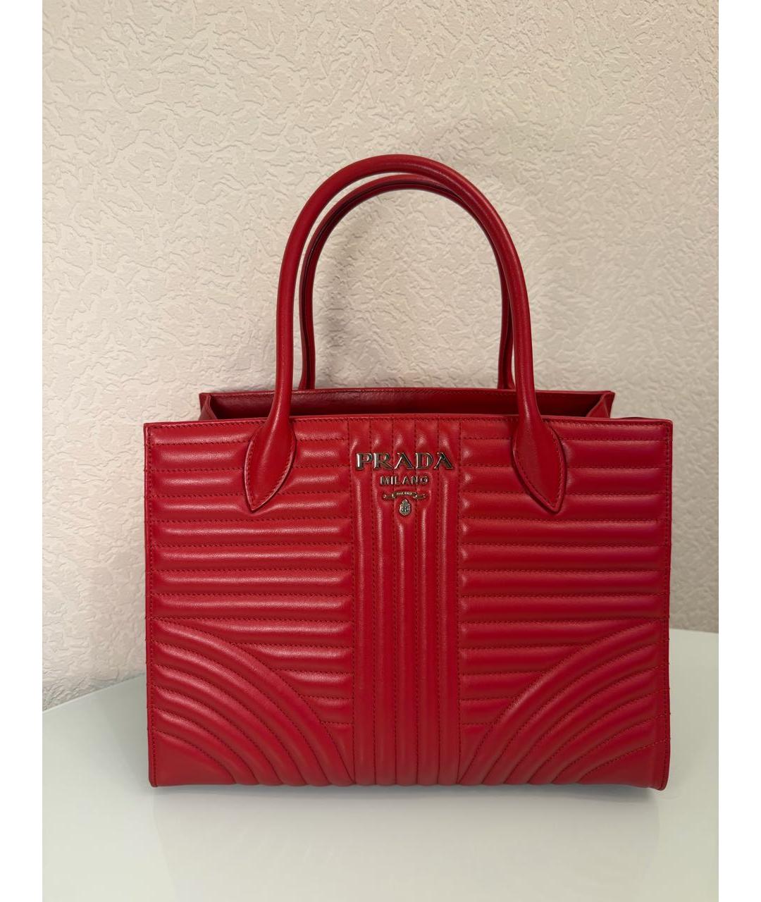 PRADA Красная кожаная сумка тоут, фото 5
