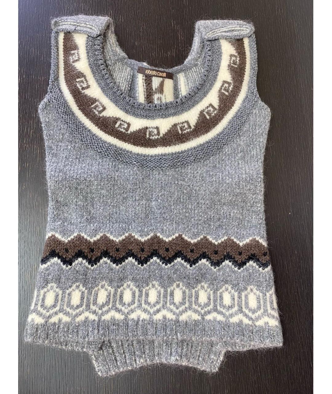 ROBERTO CAVALLI Серая шерстяная жилетка, фото 9