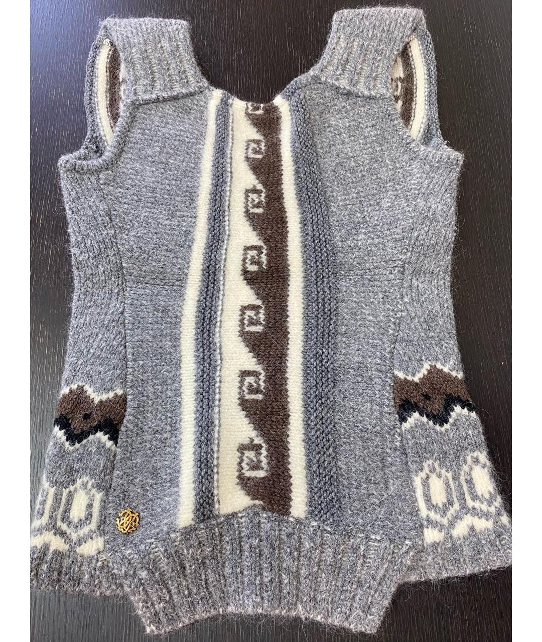 ROBERTO CAVALLI Серая шерстяная жилетка, фото 2