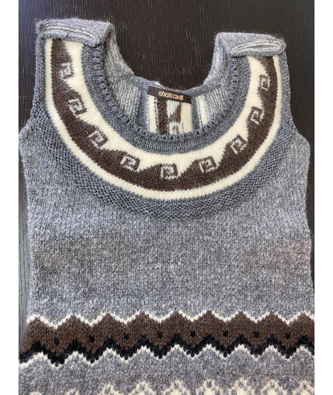 ROBERTO CAVALLI Серая шерстяная жилетка, фото 3