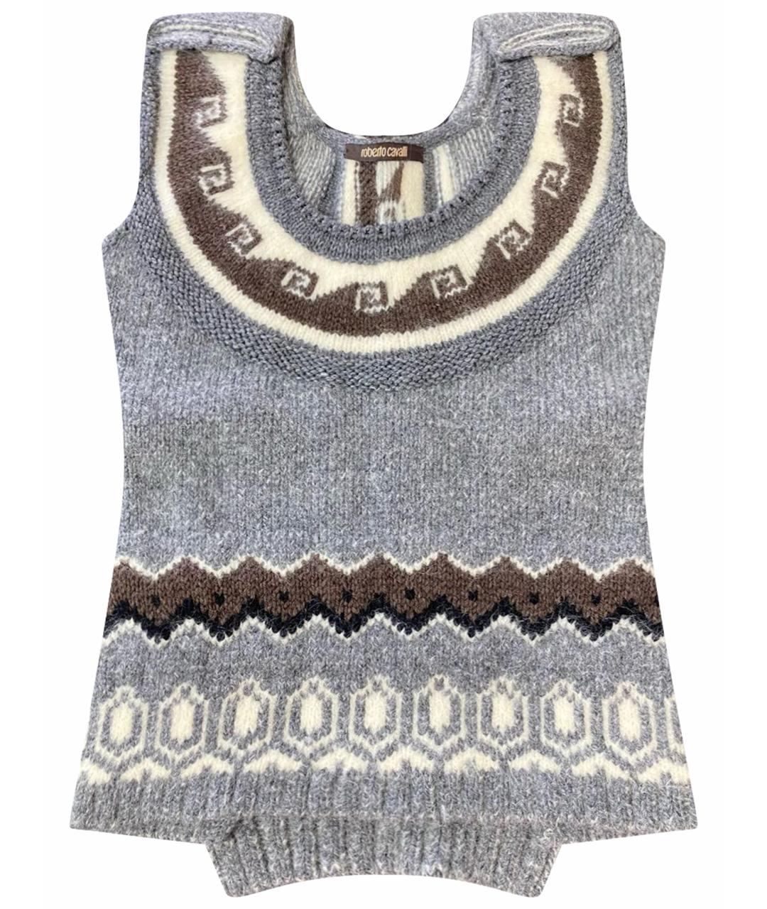 ROBERTO CAVALLI Серая шерстяная жилетка, фото 1