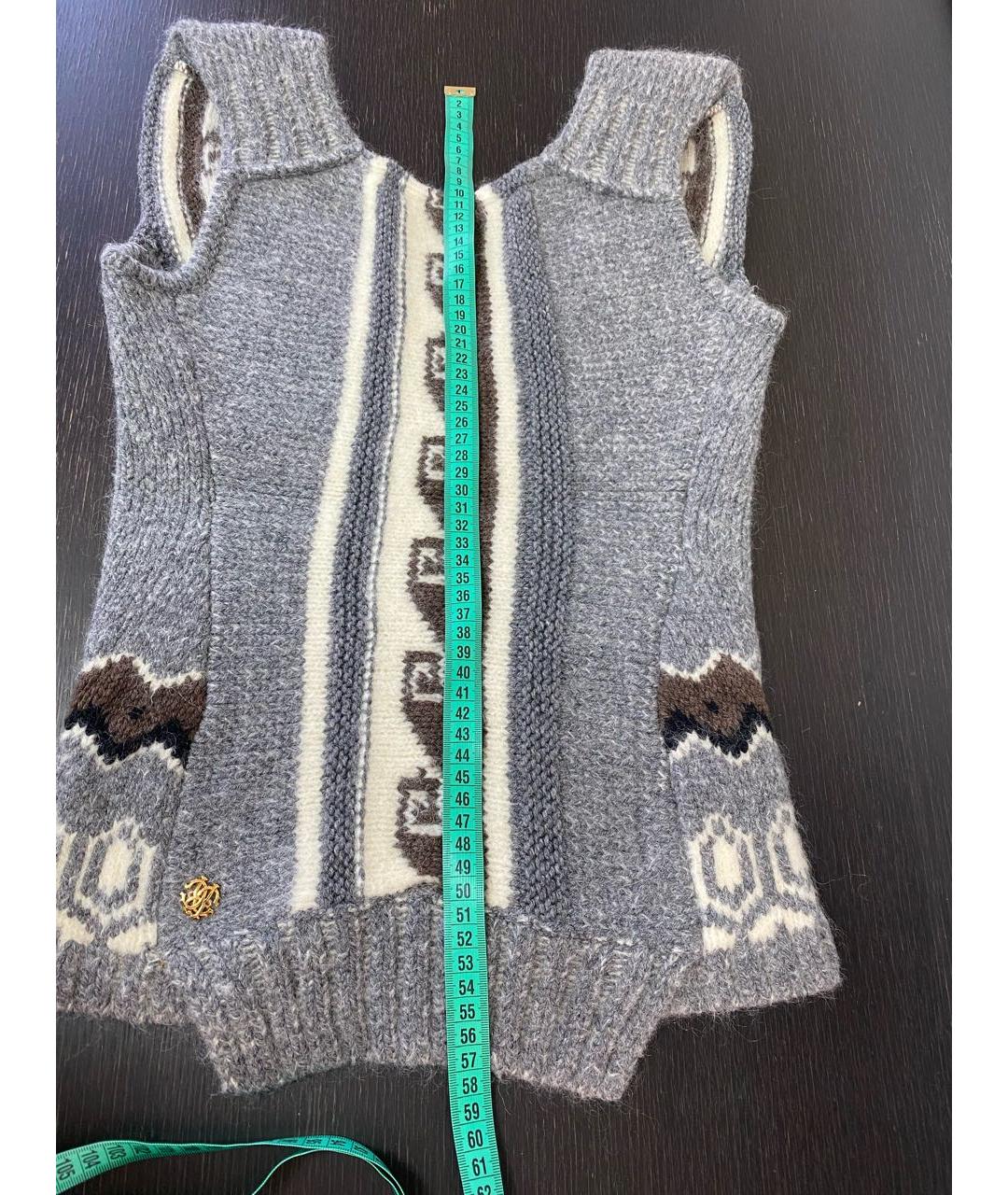 ROBERTO CAVALLI Серая шерстяная жилетка, фото 5