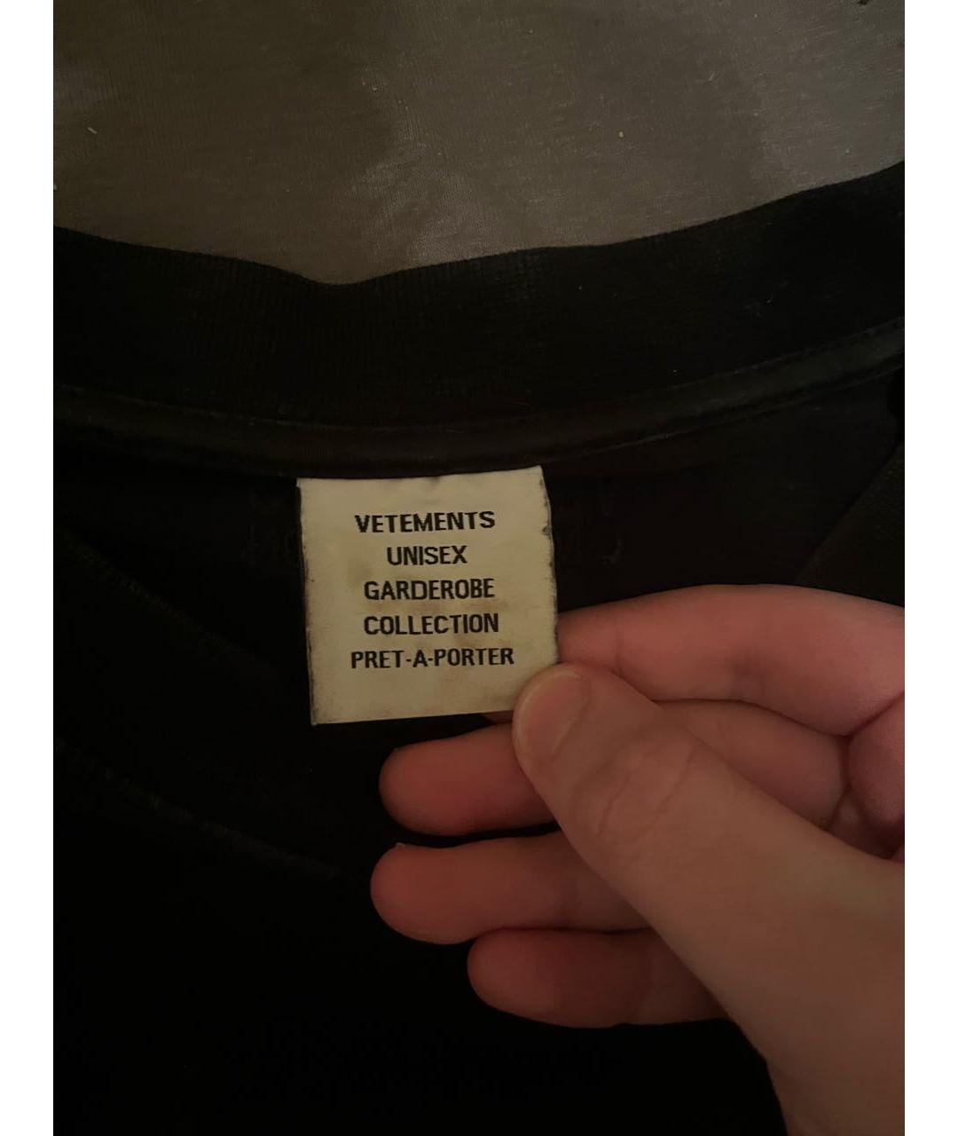 VETEMENTS Черная хлопковая футболка, фото 3