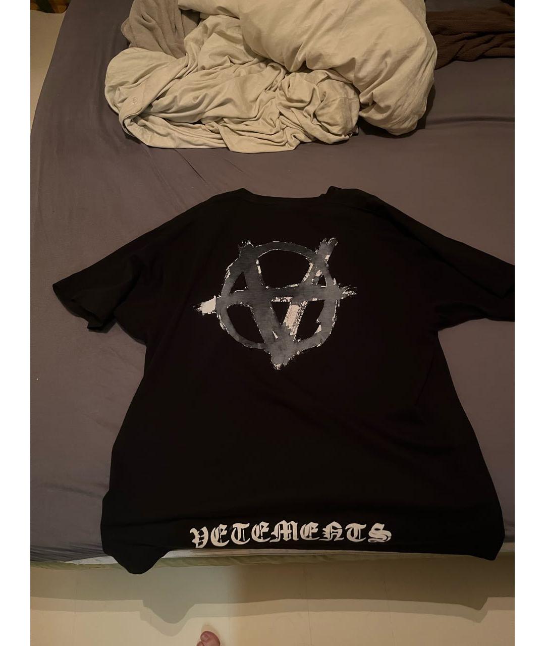 VETEMENTS Черная хлопковая футболка, фото 2