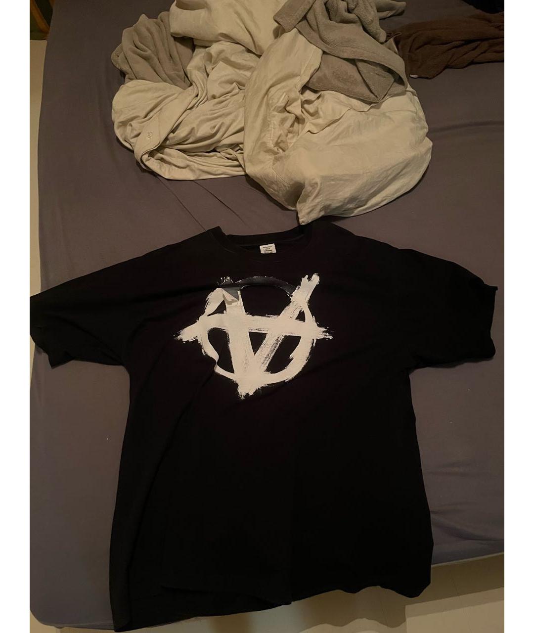 VETEMENTS Черная хлопковая футболка, фото 5