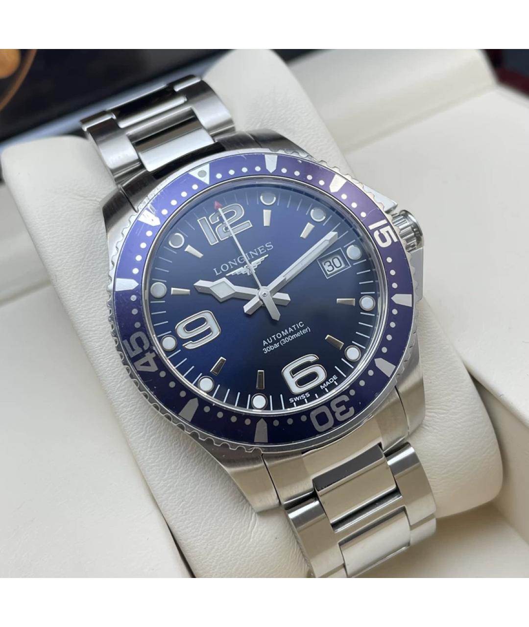 LONGINES Синие металлические часы, фото 2