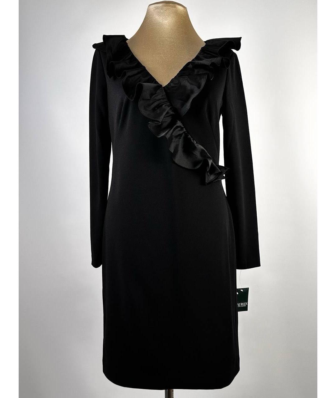 RALPH LAUREN Черное полиэстеровое коктейльное платье, фото 8