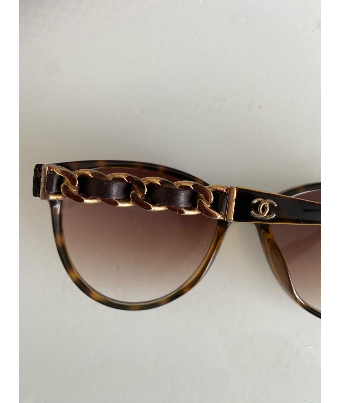 CHANEL Коричневые пластиковые солнцезащитные очки, фото 7