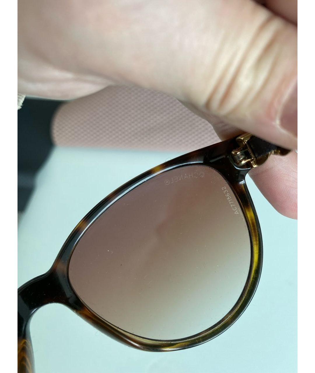 CHANEL Коричневые пластиковые солнцезащитные очки, фото 9