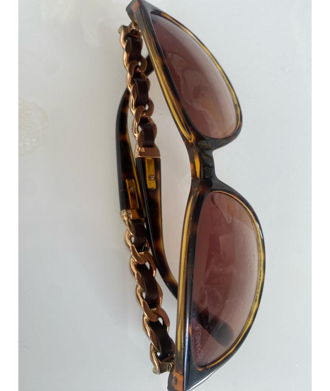 CHANEL Коричневые пластиковые солнцезащитные очки, фото 4
