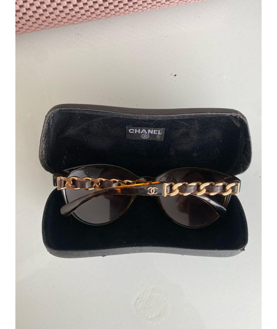 CHANEL Коричневые пластиковые солнцезащитные очки, фото 8