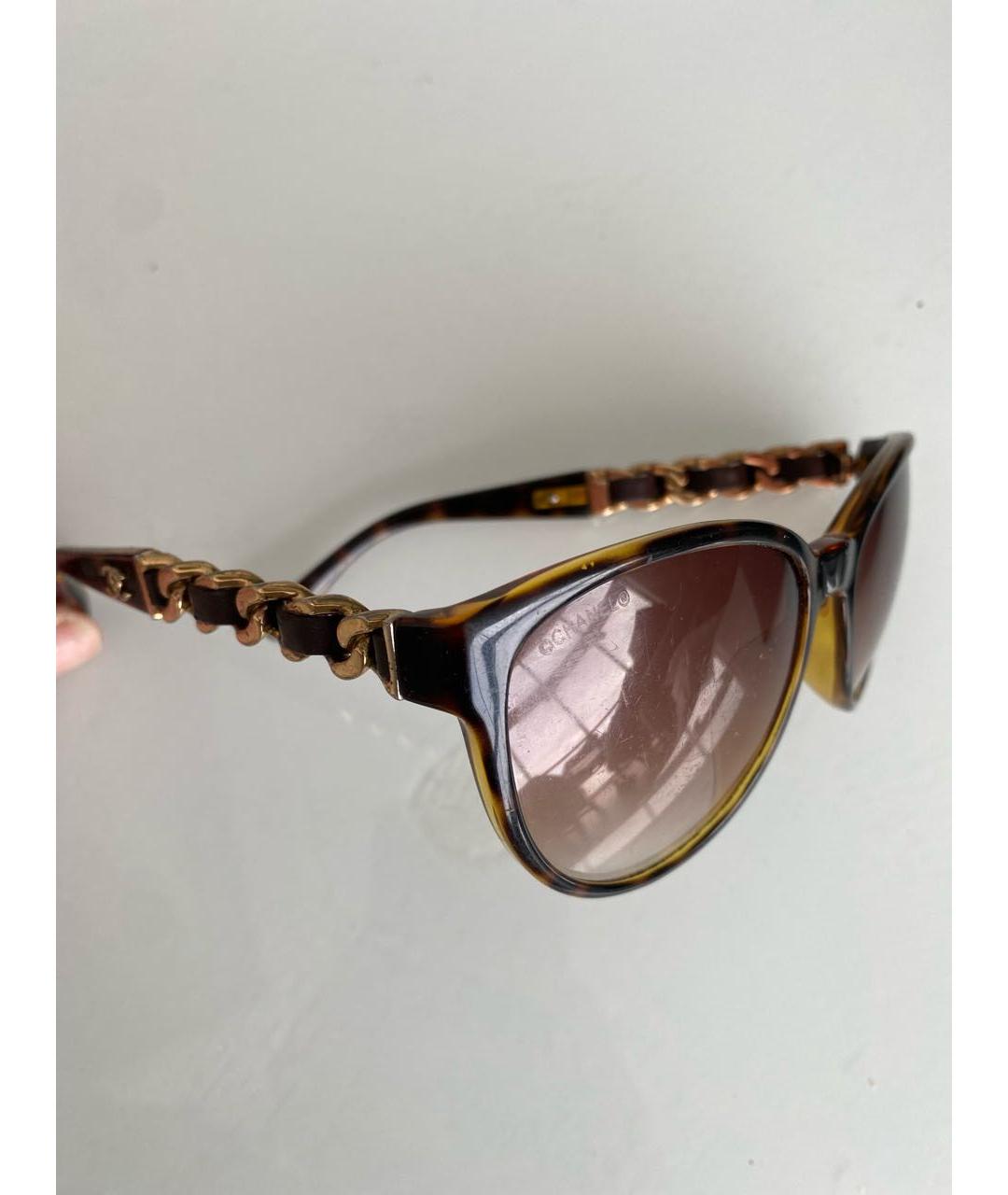 CHANEL Коричневые пластиковые солнцезащитные очки, фото 6