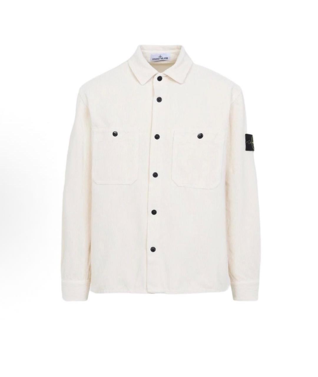 STONE ISLAND Бежевая хлопковая рубашка, фото 8