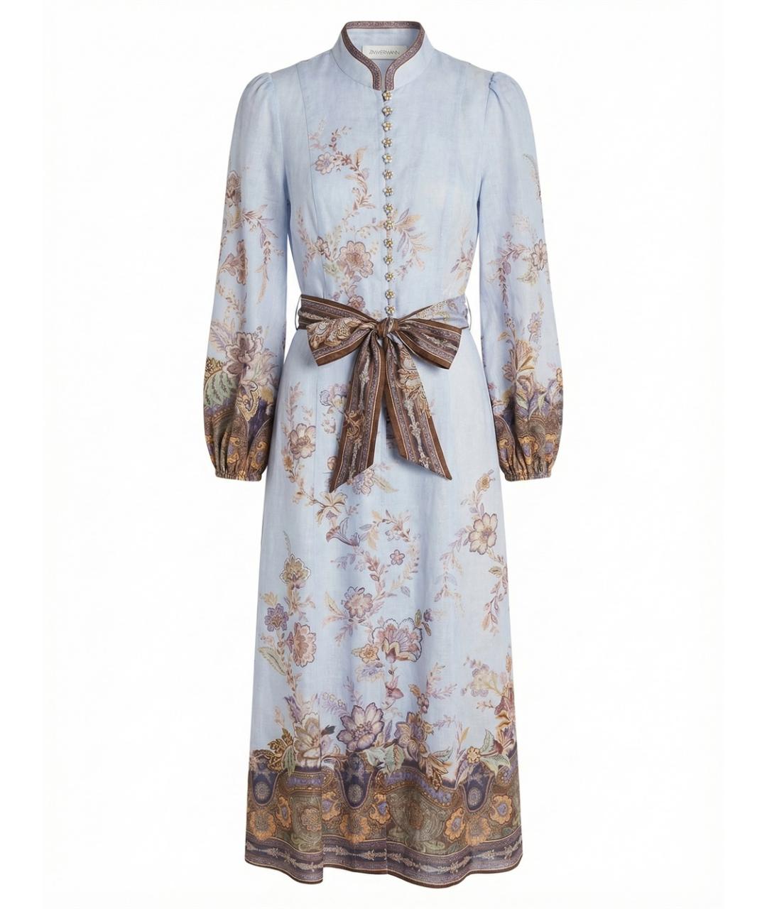ZIMMERMANN Голубое льняное повседневное платье, фото 1
