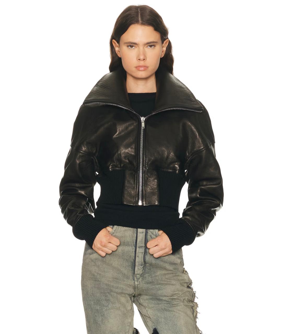 RICK OWENS Черная кожаная куртка, фото 2