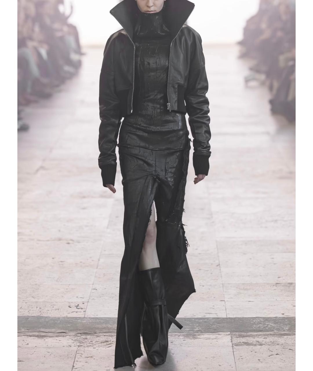 RICK OWENS Черная кожаная куртка, фото 9