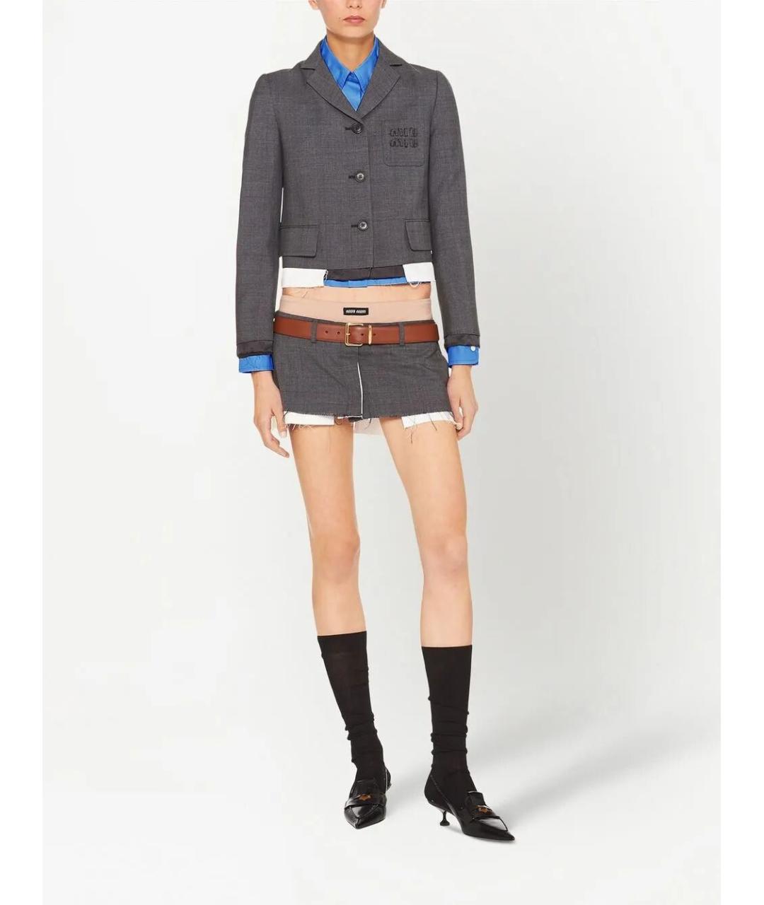 MIU MIU Синяя хлопковая рубашка, фото 2