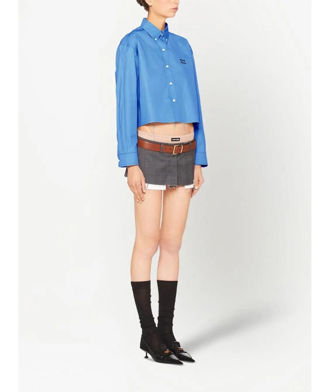 MIU MIU Синяя хлопковая рубашка, фото 5
