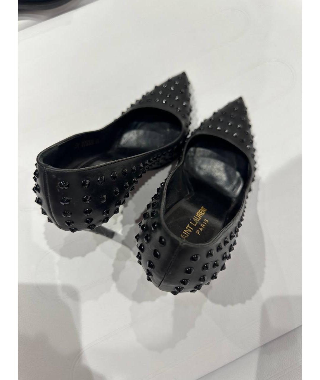 SAINT LAURENT Черные кожаные туфли, фото 4