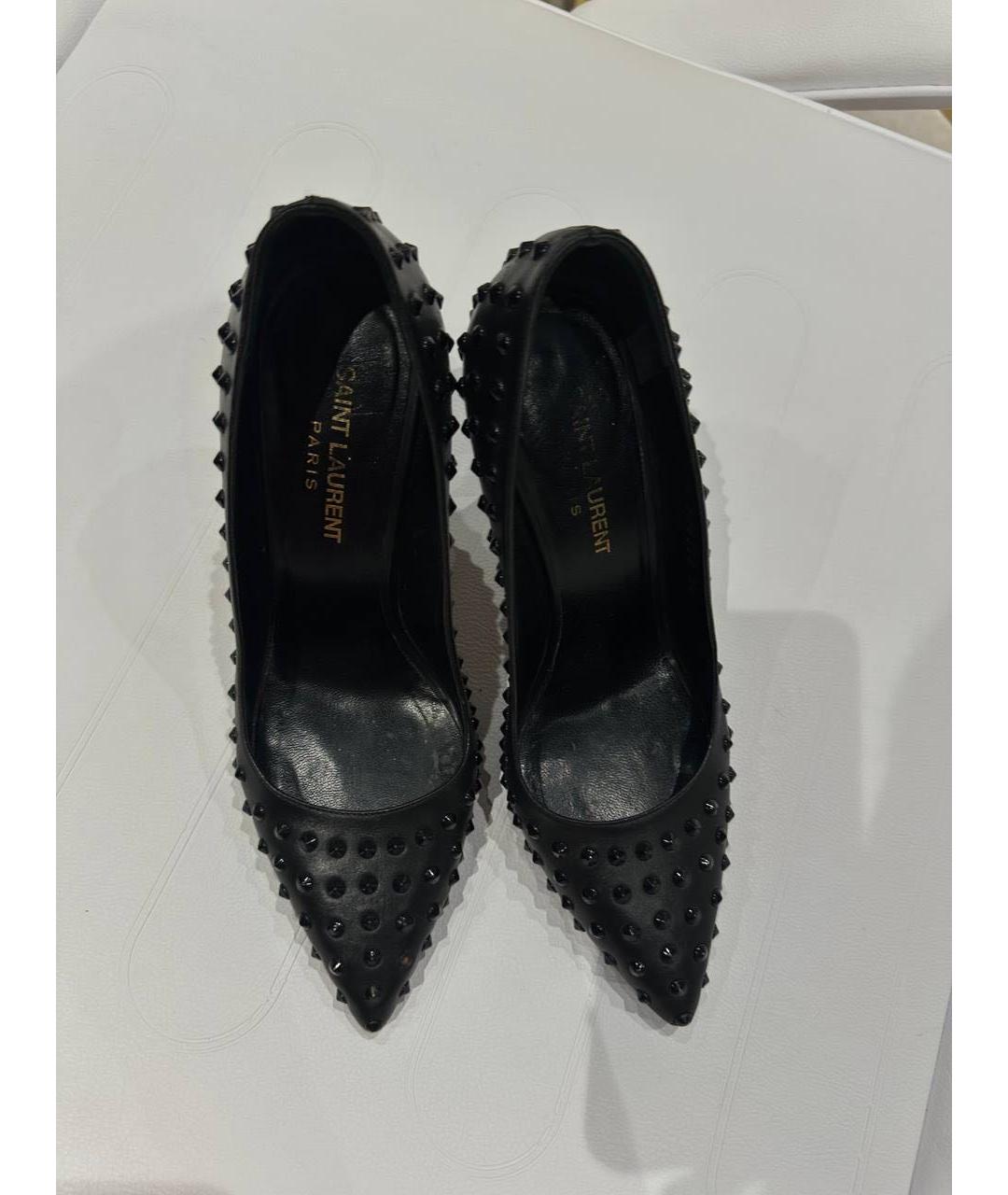 SAINT LAURENT Черные кожаные туфли, фото 2