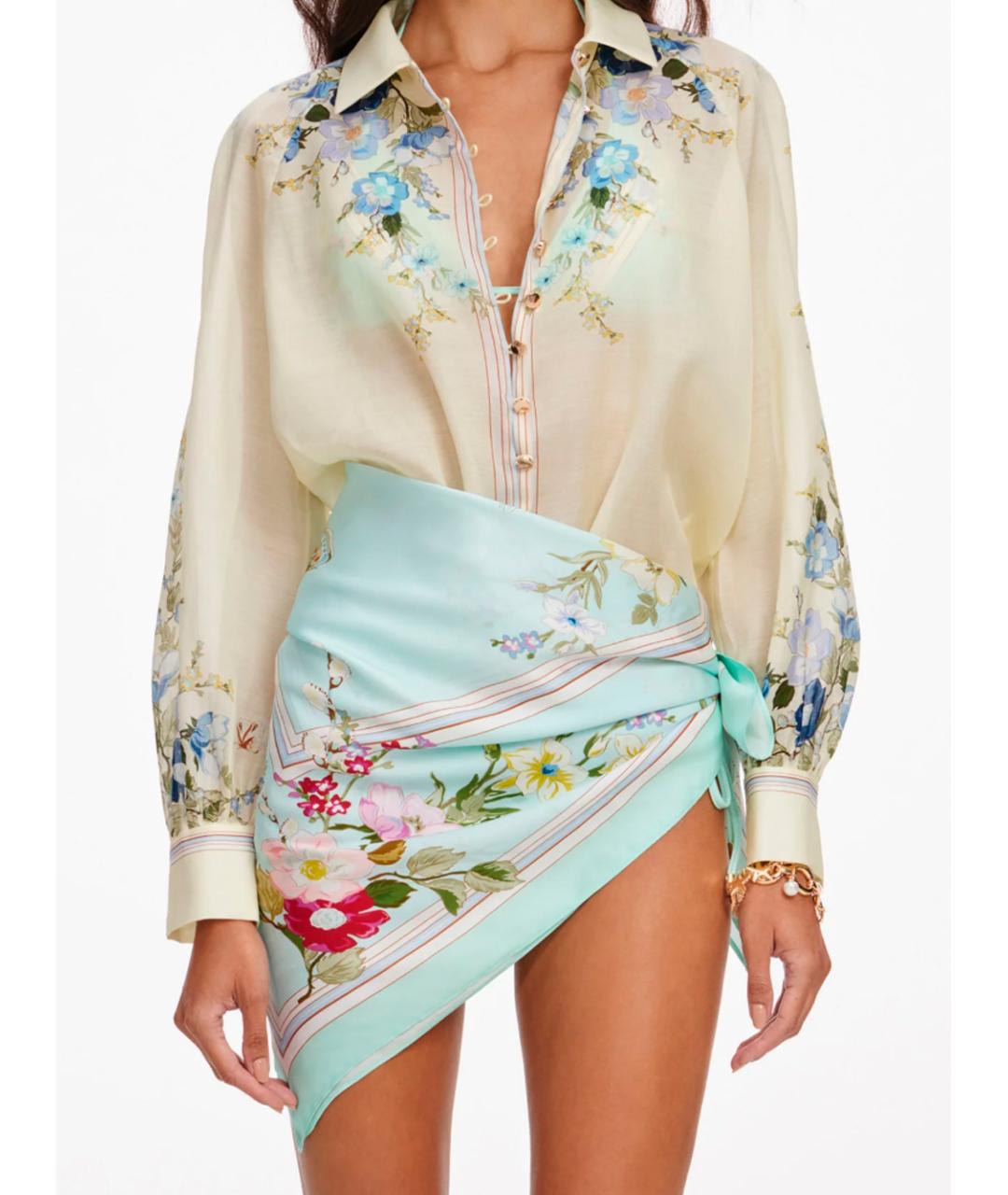 SELF-PORTRAIT Желтая хлопковая рубашка, фото 5