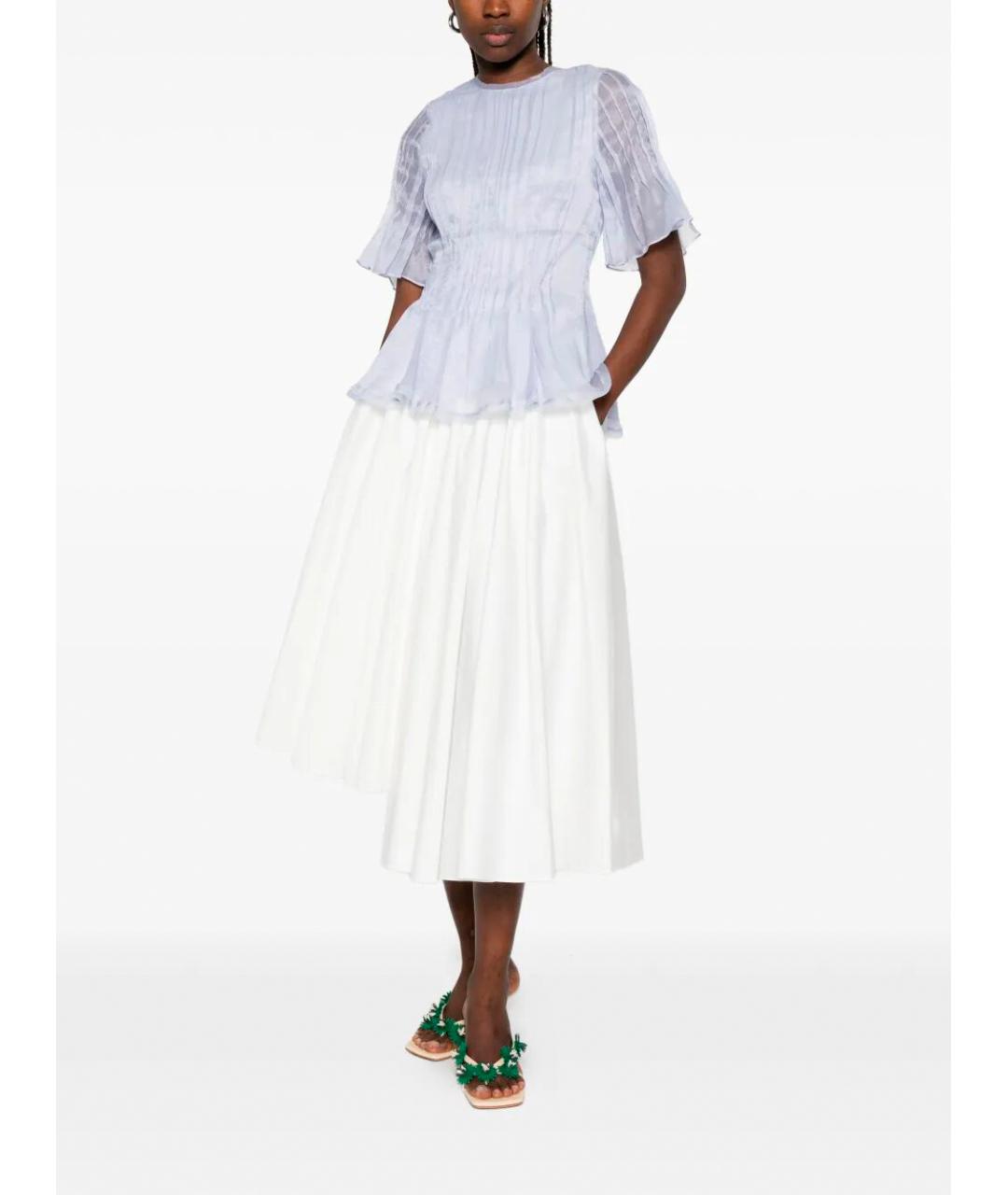 SELF-PORTRAIT Белая хлопковая юбка миди, фото 2