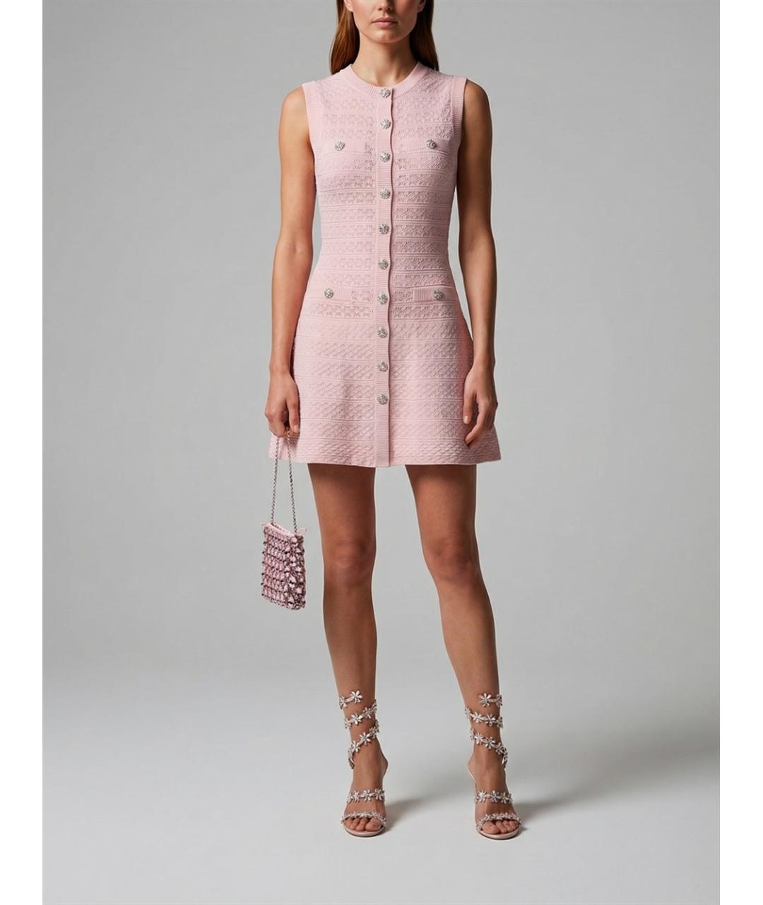 SELF-PORTRAIT Розовое вискозное платье, фото 3