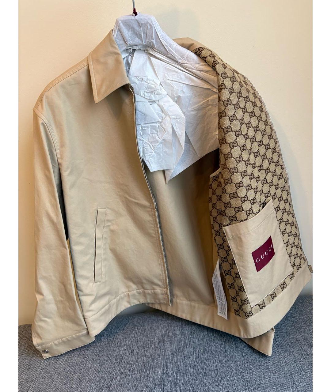 GUCCI Бежевая хлопковая куртка, фото 4