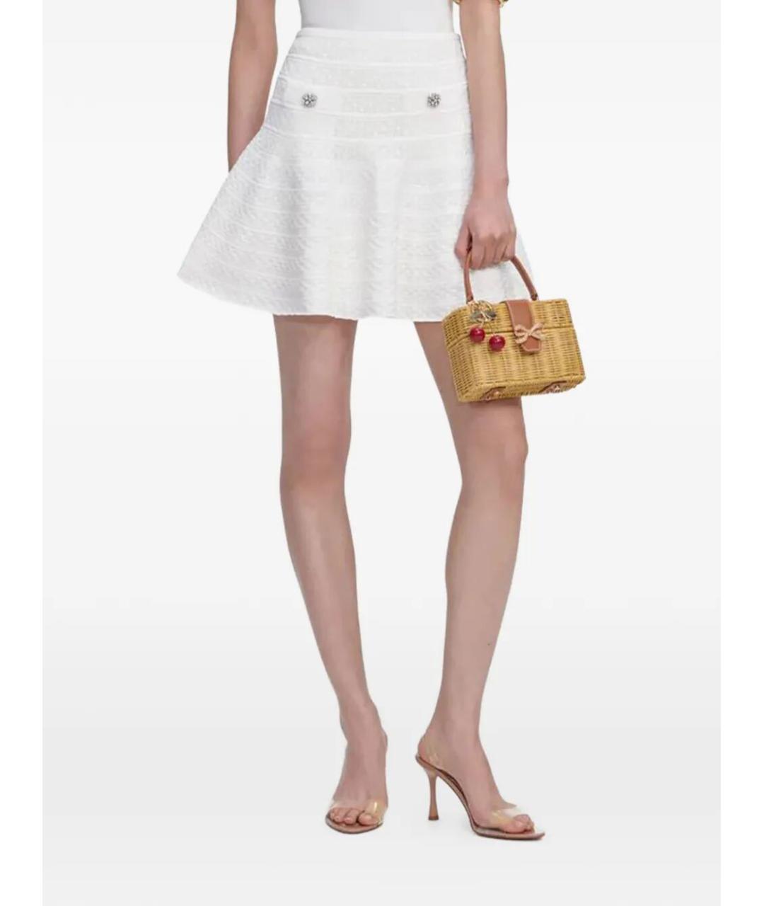 SELF-PORTRAIT Белая вискозная юбка мини, фото 4