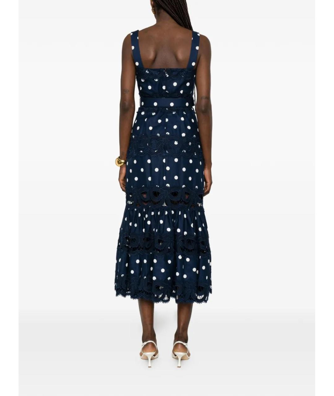 SELF-PORTRAIT Темно-синее льняное коктейльное платье, фото 5