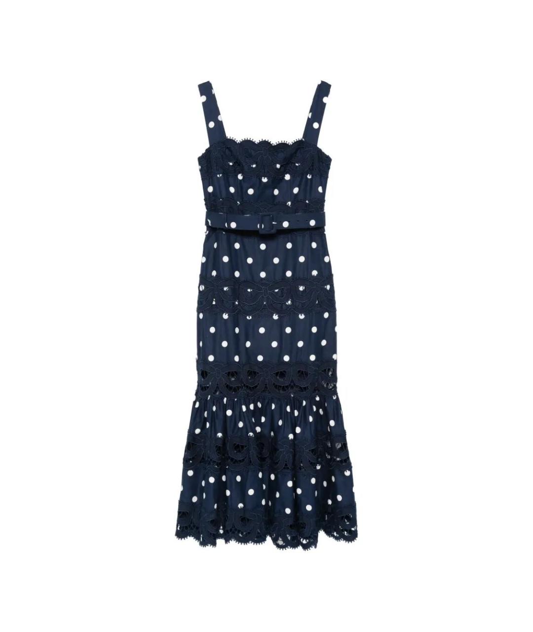 SELF-PORTRAIT Темно-синее льняное коктейльное платье, фото 1