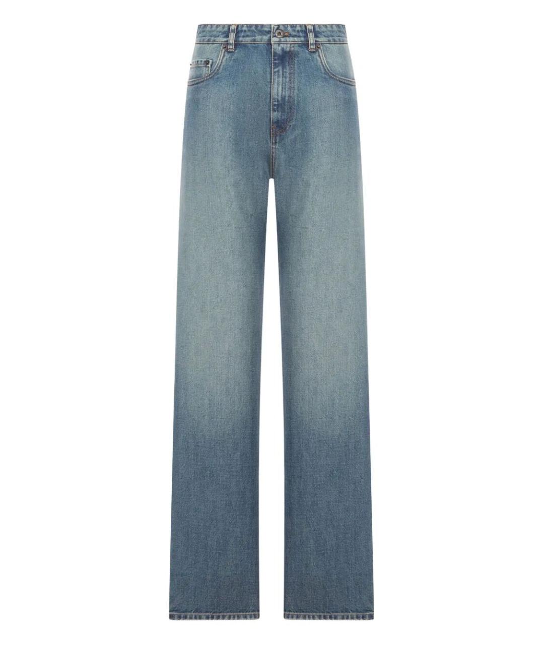 MIU MIU Синие хлопковые прямые джинсы, фото 1