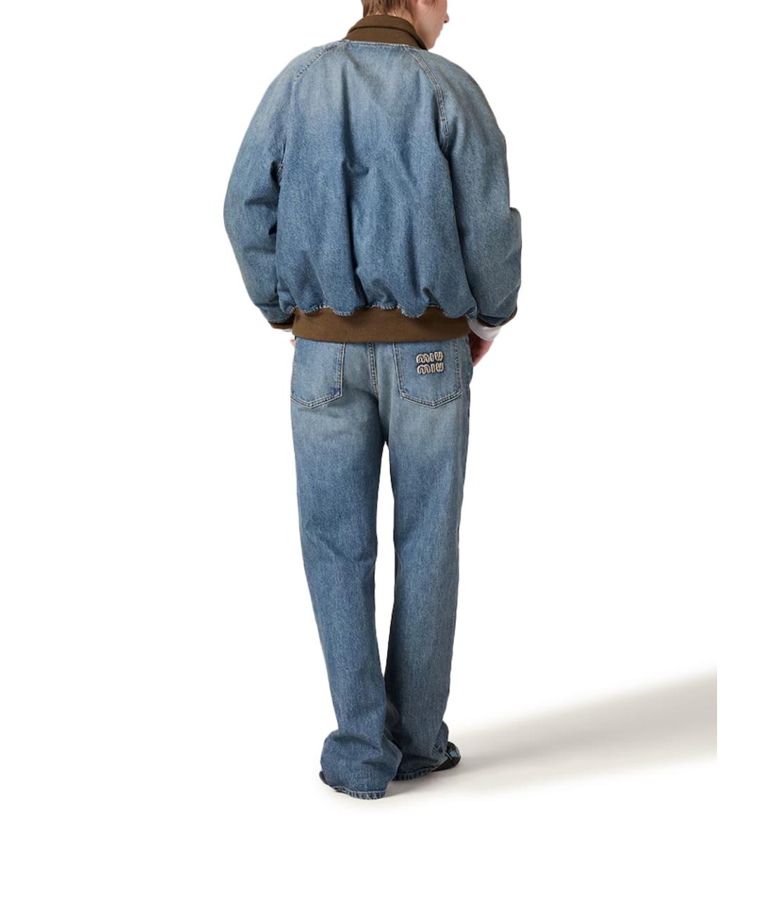 MIU MIU Синие хлопковые прямые джинсы, фото 3
