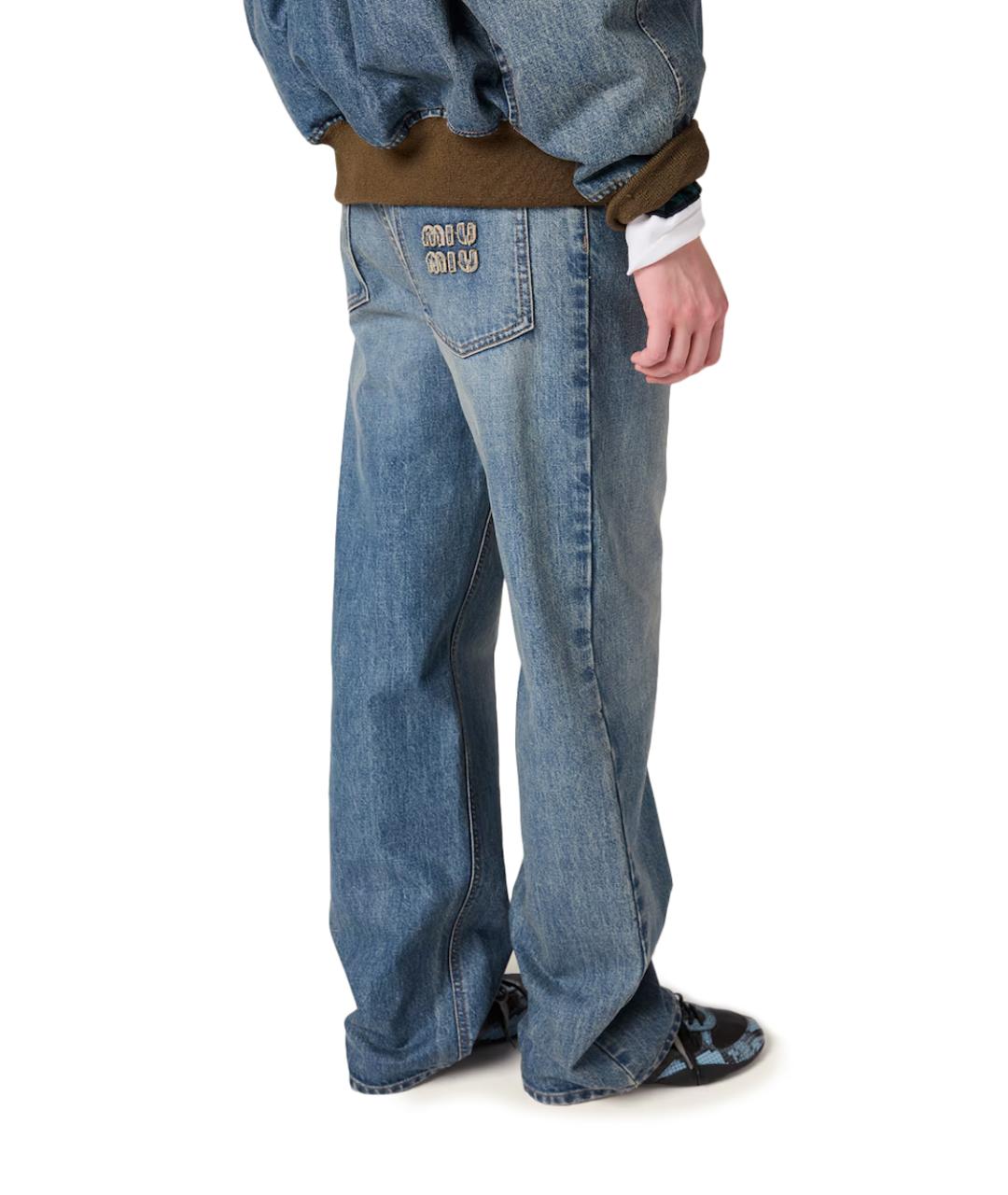 MIU MIU Синие хлопковые прямые джинсы, фото 4
