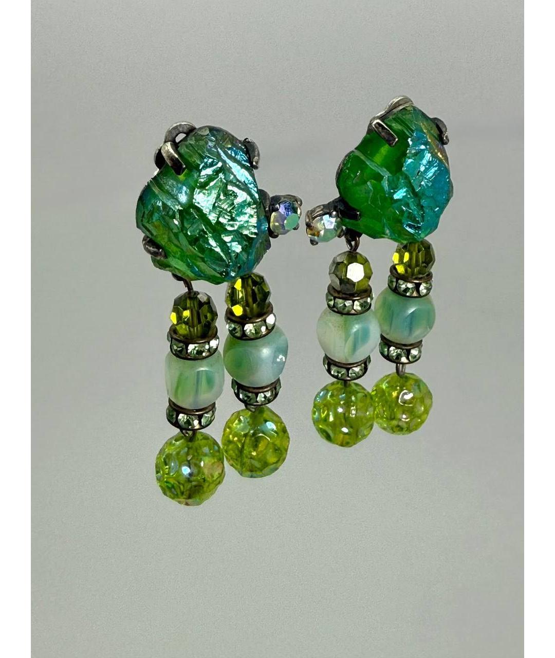 SCHIAPARELLI Зеленые металлические клипсы, фото 9