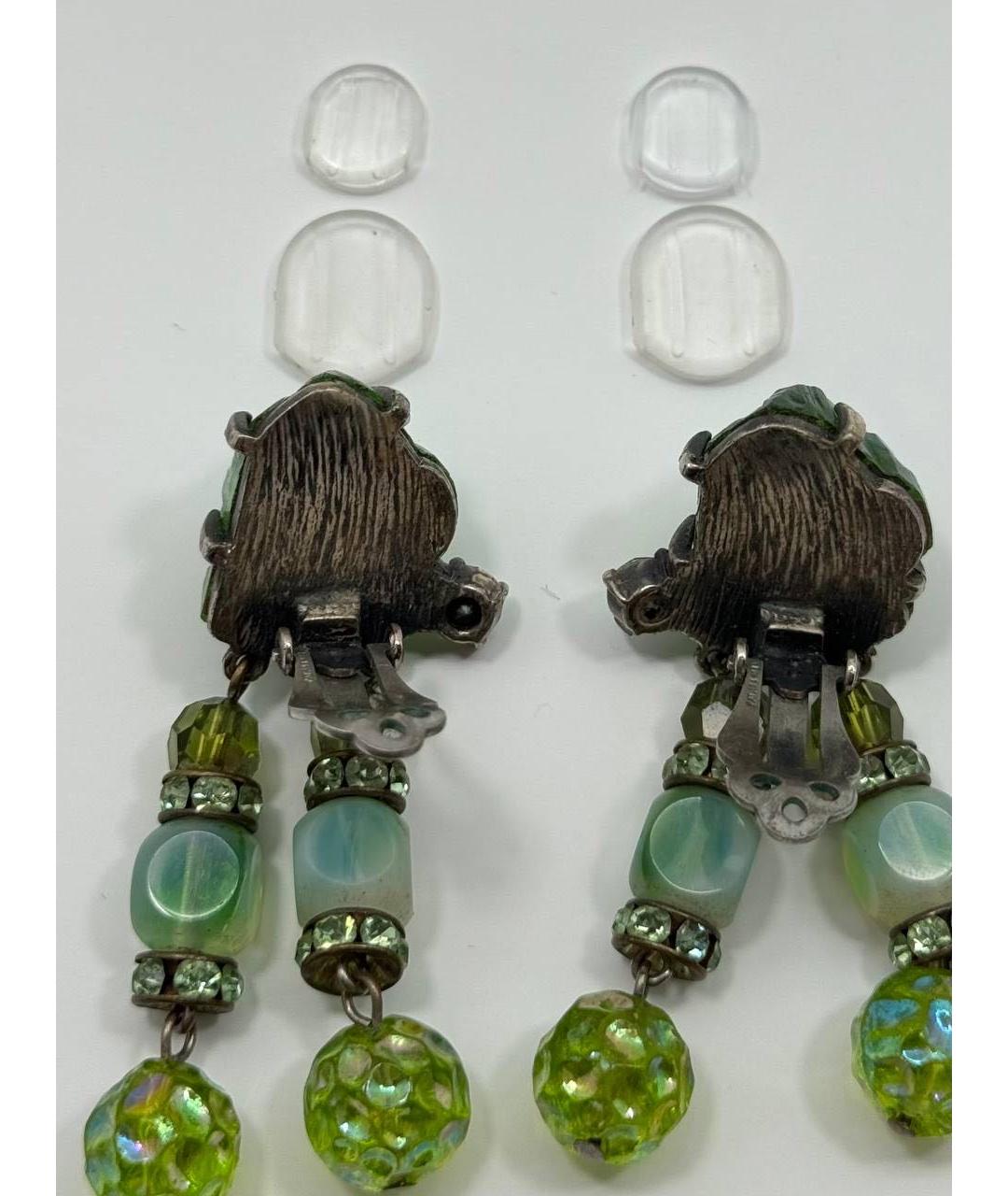 SCHIAPARELLI Зеленые металлические клипсы, фото 7