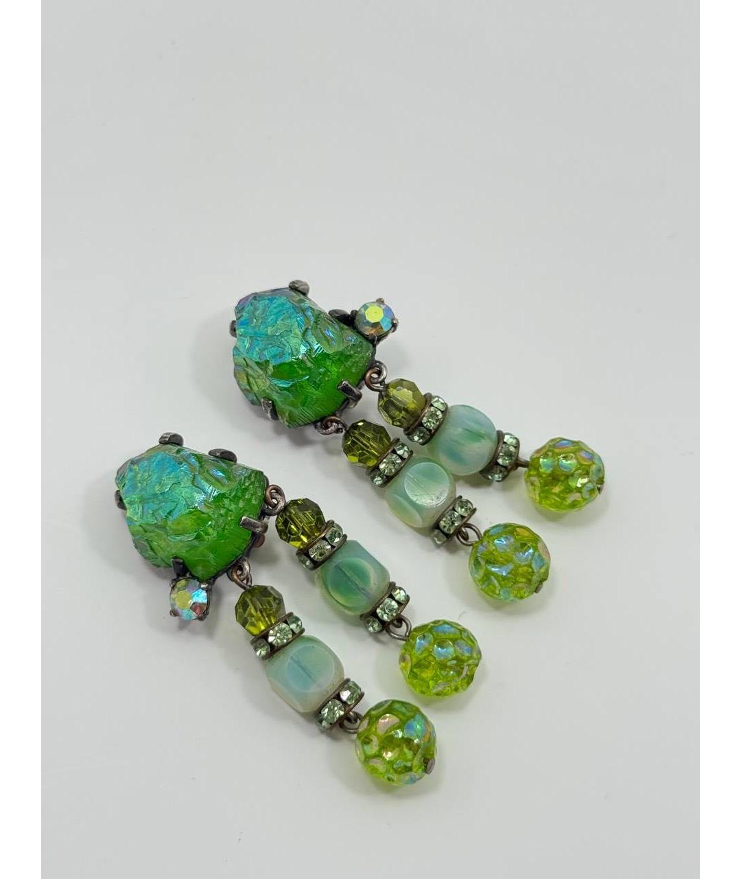 SCHIAPARELLI Зеленые металлические клипсы, фото 3