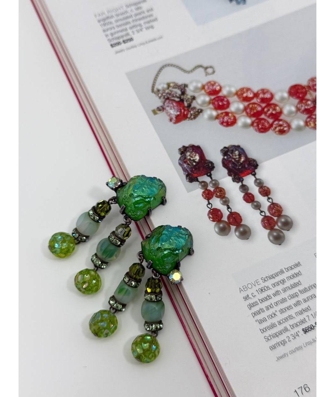 SCHIAPARELLI Зеленые металлические клипсы, фото 4